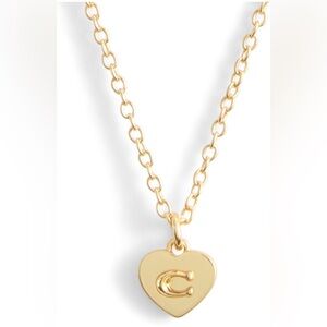Coach Gold Heart C Pendant Necklace